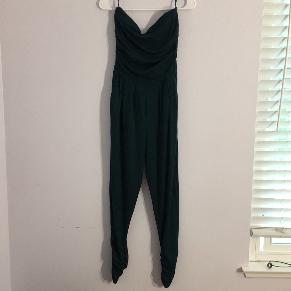 Dark Green Tubetop-Styled Jumpsuit with Pockets